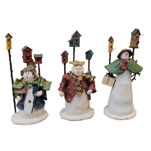 Deb Strain Snowman Christmas Figurines Gardening - Peace, Hope & Joy Vintage - Picture 1 of 6